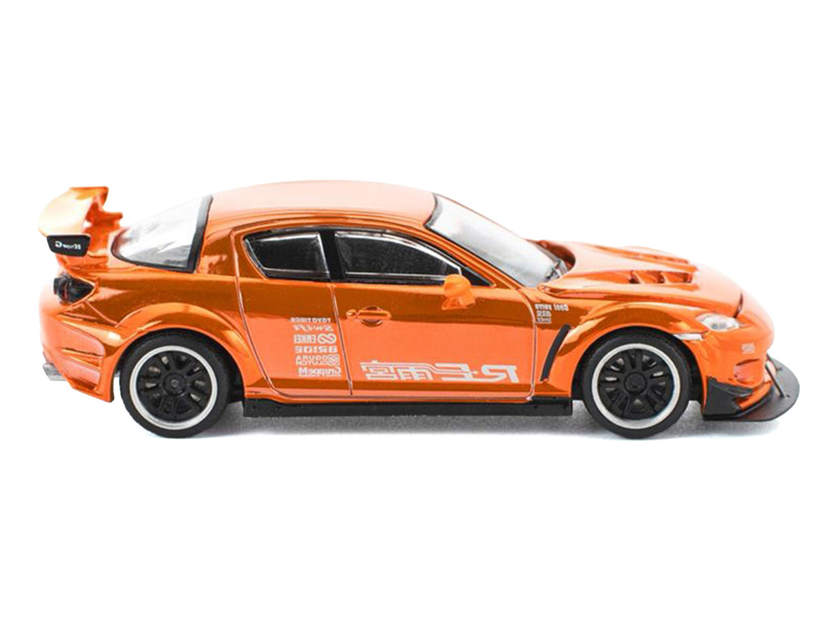 Mazda RX8 RE-Amemiya Widebody RHD (Right Hand Drive) Orange Chrome 1/64 Diecast Model Car