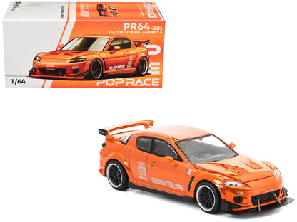Mazda RX8 RE-Amemiya Widebody RHD (Right Hand Drive) Orange Chrome 1/64 Diecast Model Car