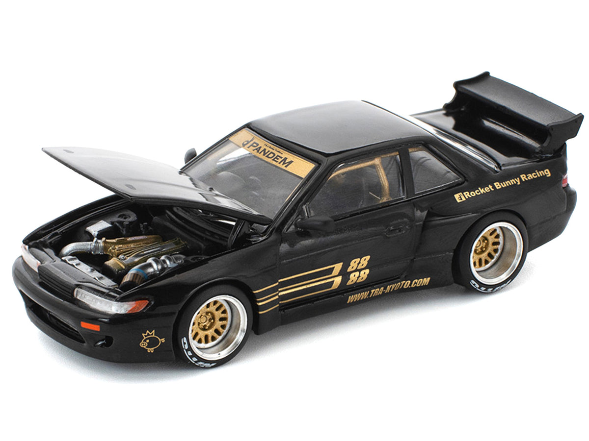Pandem S13 RHD (Right Hand Drive) Black with Gold Accents 1/64 Diecast Model Car