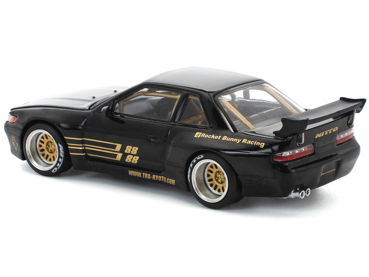 Pandem S13 RHD (Right Hand Drive) Black with Gold Accents 1/64 Diecast Model Car