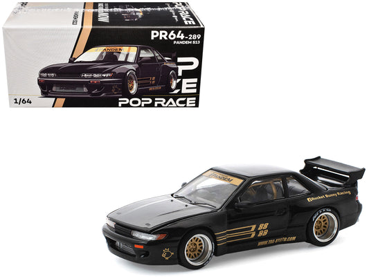 Pandem S13 RHD (Right Hand Drive) Black with Gold Accents 1/64 Diecast Model Car