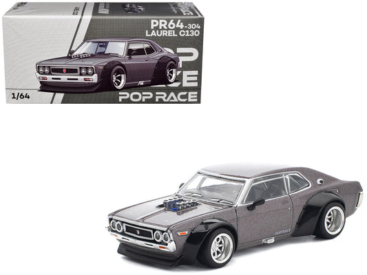Datsun Laurel C130 RHD (Right Hand Drive) Gray Metallic 1/64 Diecast Model Car