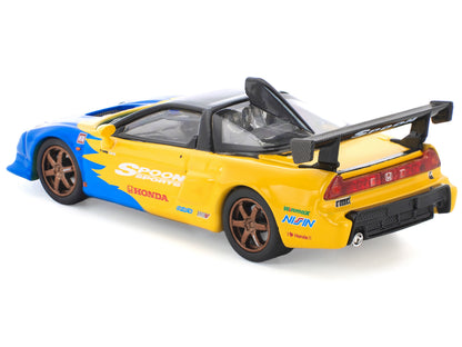 Honda NSX-R GT RHD (Right Hand Drive) "Spoon Sports" Blue and Yellow with Black Top 1/64 Diecast Model Car