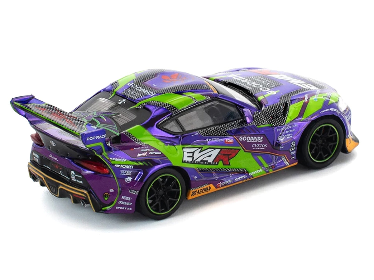 Toyota Pandem GR Supra RHD (Right Hand Drive) "EVA RT Test Type-01 GoodRide" Purple Metallic with Graphics 1/64 Diecast Model Car
