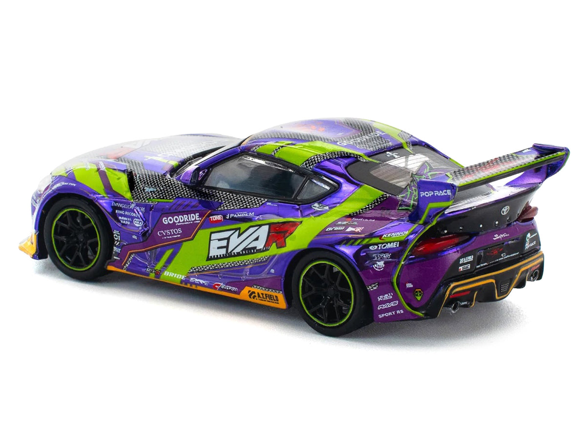 Toyota Pandem GR Supra RHD (Right Hand Drive) "EVA RT Test Type-01 GoodRide" Purple Metallic with Graphics 1/64 Diecast Model Car