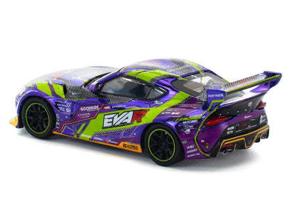 Toyota Pandem GR Supra RHD (Right Hand Drive) "EVA RT Test Type-01 GoodRide" Purple Metallic with Graphics 1/64 Diecast Model Car