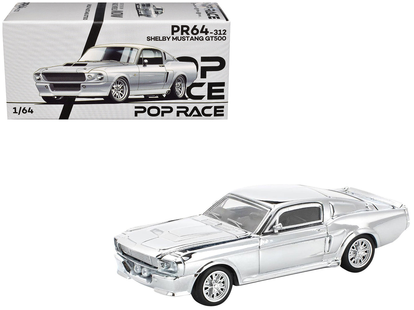 Shelby Mustang GT500 Silver Chrome 1/64 Diecast Model Car