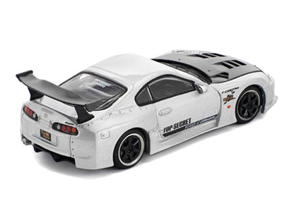 Toyota Supra "Top Secret" GT300 RHD (Right Hand Drive) Silver Metallic with Carbon Hood 1/64 Diecast Model Car