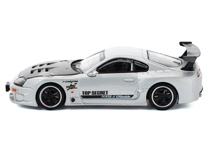 Toyota Supra "Top Secret" GT300 RHD (Right Hand Drive) Silver Metallic with Carbon Hood 1/64 Diecast Model Car