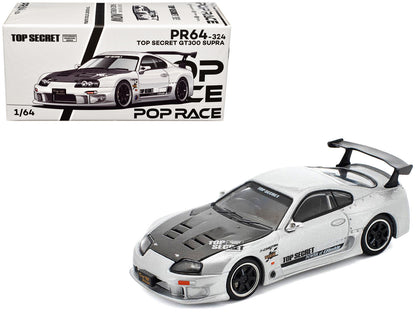 Toyota Supra "Top Secret" GT300 RHD (Right Hand Drive) Silver Metallic with Carbon Hood 1/64 Diecast Model Car