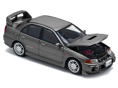 Mitsubishi Lancer Evolution IV RHD (Right Hand Drive) Dark Gray Metallic 1/64 Diecast Model Car