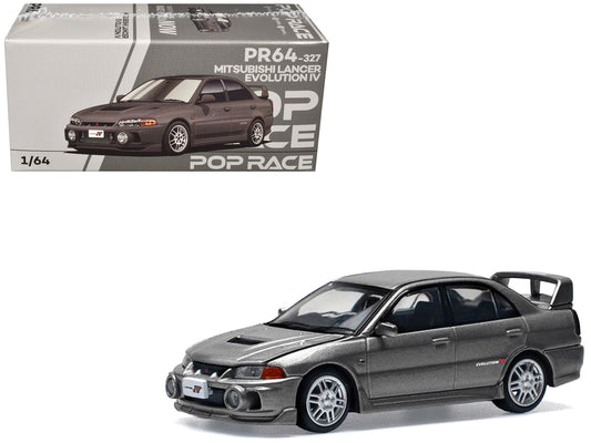 Mitsubishi Lancer Evolution IV RHD (Right Hand Drive) Dark Gray Metallic 1/64 Diecast Model Car