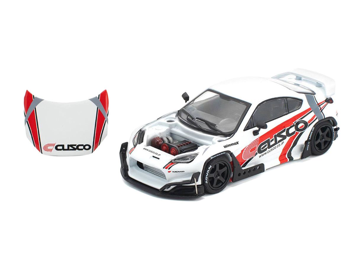Toyota Pandem GR86 "Cusco" White with Racing Graphics 1/64 Diecast Model Car