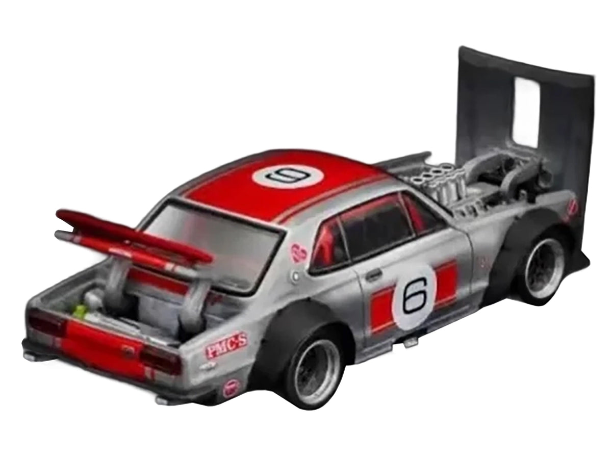 Skyline GT-R V8 Drift "Hakosuka" RHD (Right Hand Drive) #6 Silver Metallic with Red Stripes "APA XPO 2025 Exclusive" 1/64 Diecast Model Car