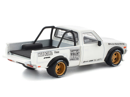 Datsun Pandem 620 Pickup Truck "Rocket Bunny Racing" White with Graphics 1/64 Diecast Model Car