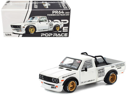 Datsun Pandem 620 Pickup Truck "Rocket Bunny Racing" White with Graphics 1/64 Diecast Model Car
