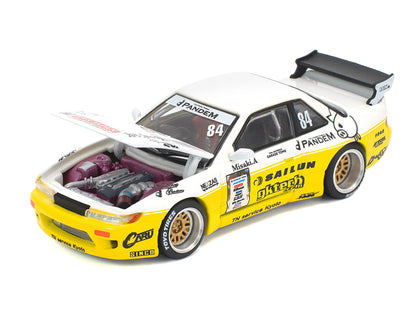 Pandem S13 RHD (Right Hand Drive) #84 White and Yellow with Graphics 1/64 Diecast Model Car