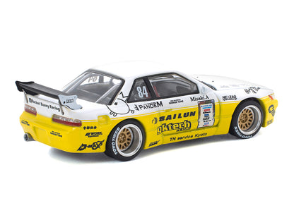 Pandem S13 RHD (Right Hand Drive) #84 White and Yellow with Graphics 1/64 Diecast Model Car