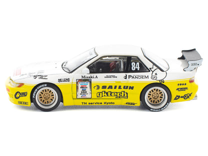 Pandem S13 RHD (Right Hand Drive) #84 White and Yellow with Graphics 1/64 Diecast Model Car