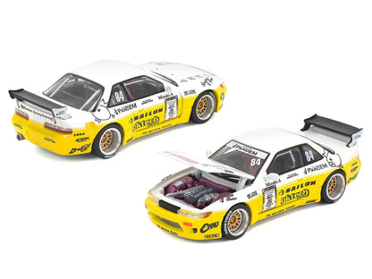 Pandem S13 RHD (Right Hand Drive) #84 White and Yellow with Graphics 1/64 Diecast Model Car