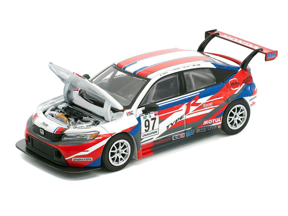 Honda Civic Type R TCR #97 "M&K Racing" White with Blue and Red Graphics 1/64 Diecast Model Car