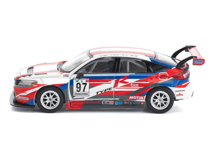 Honda Civic Type R TCR #97 "M&K Racing" White with Blue and Red Graphics 1/64 Diecast Model Car