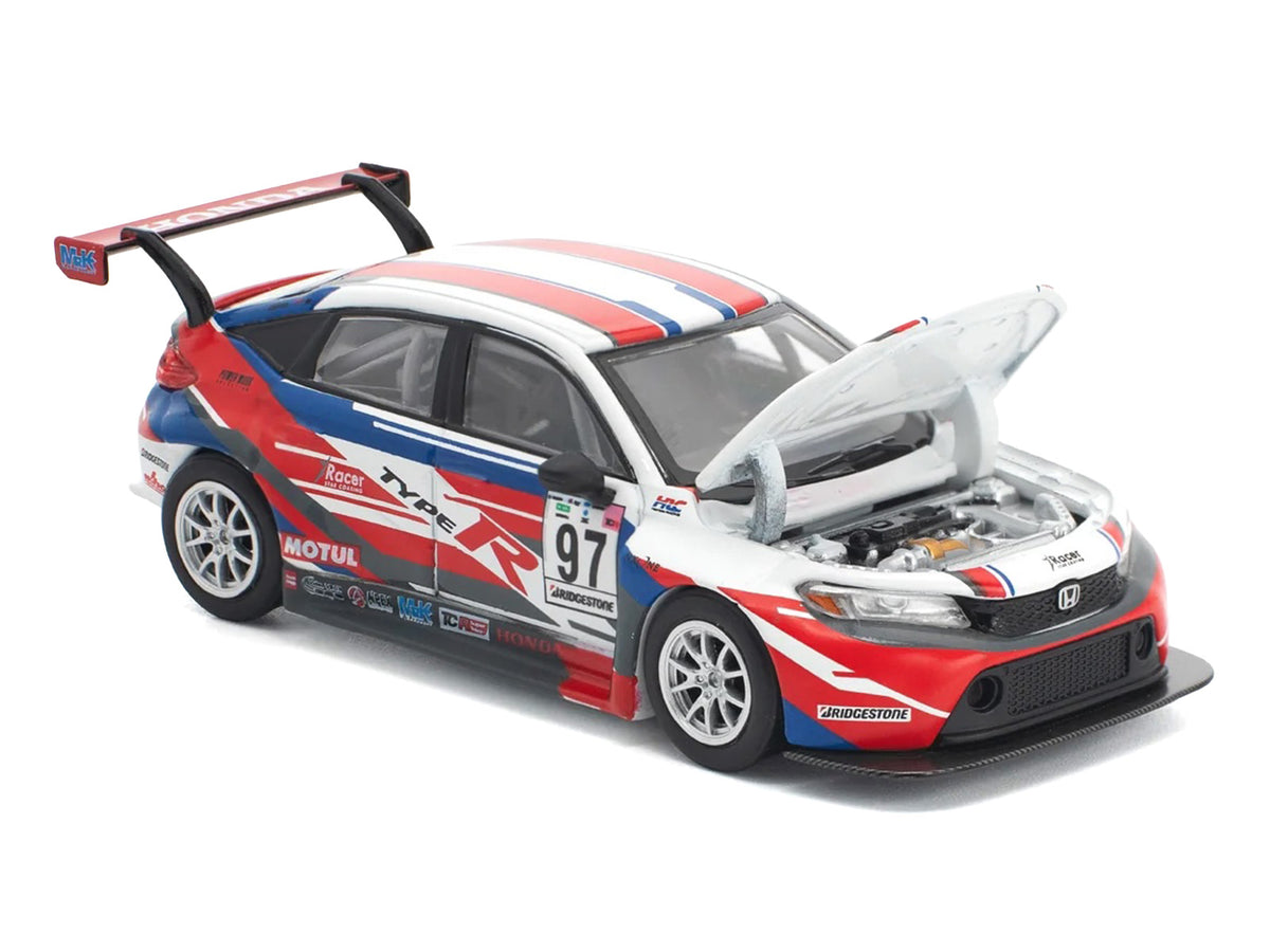 Honda Civic Type R TCR #97 "M&K Racing" White with Blue and Red Graphics 1/64 Diecast Model Car