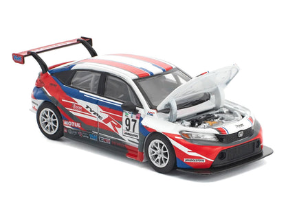 Honda Civic Type R TCR #97 "M&K Racing" White with Blue and Red Graphics 1/64 Diecast Model Car