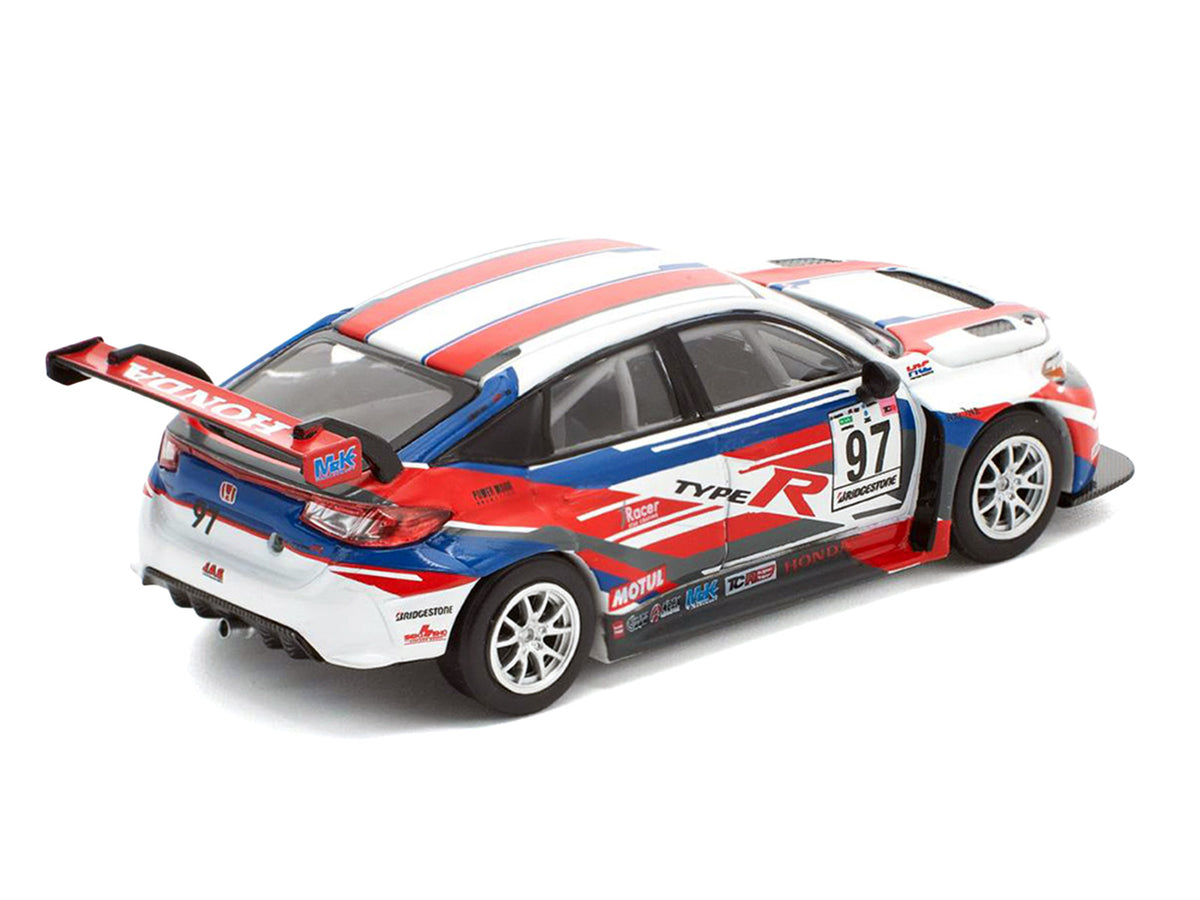 Honda Civic Type R TCR #97 "M&K Racing" White with Blue and Red Graphics 1/64 Diecast Model Car