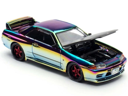 Skyline GT-R (BNR32) RHD (Right Hand Drive) Chameleon Chrome with Carbon Hood "APA XPO 2025 Exclusive 1/64 Diecast Model Car