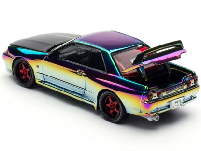 Skyline GT-R (BNR32) RHD (Right Hand Drive) Chameleon Chrome with Carbon Hood "APA XPO 2025 Exclusive 1/64 Diecast Model Car