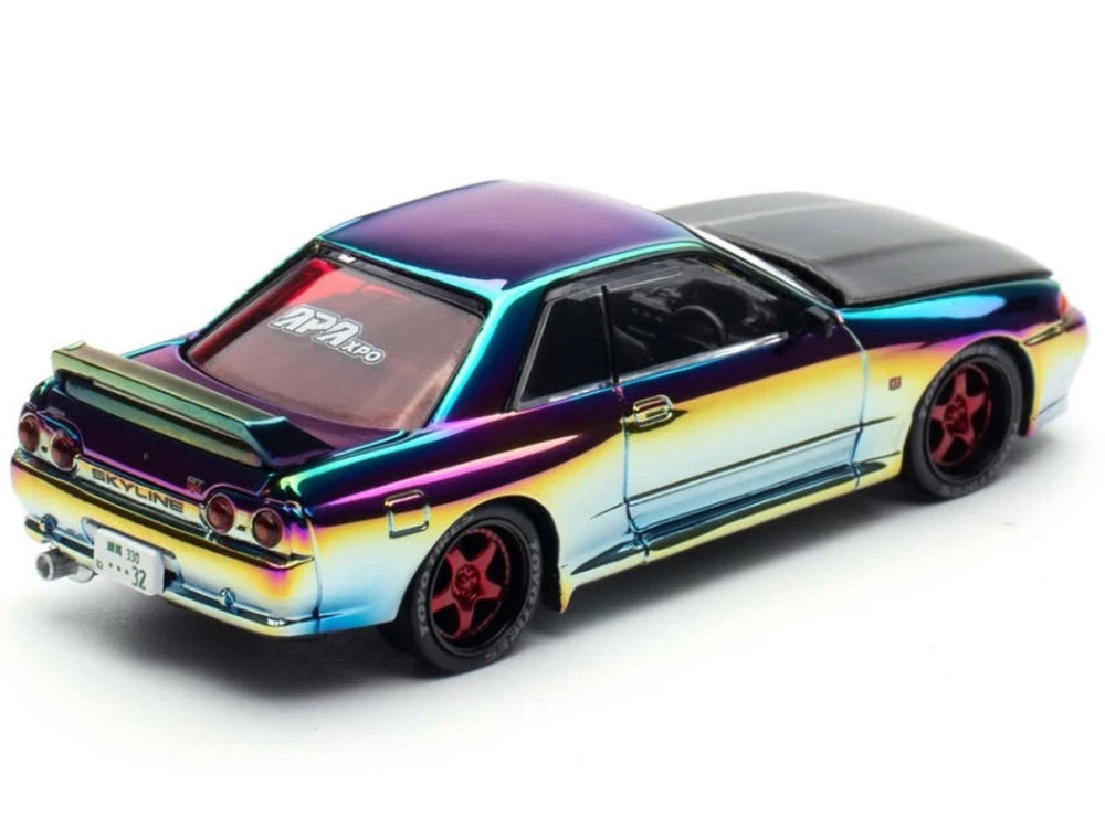 Skyline GT-R (BNR32) RHD (Right Hand Drive) Chameleon Chrome with Carbon Hood "APA XPO 2025 Exclusive 1/64 Diecast Model Car