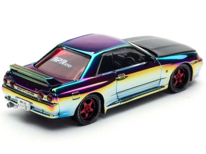 Skyline GT-R (BNR32) RHD (Right Hand Drive) Chameleon Chrome with Carbon Hood "APA XPO 2025 Exclusive 1/64 Diecast Model Car