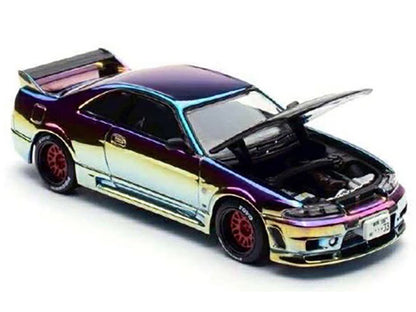 Skyline GT-R (R33) RHD (Right Hand Drive) Chameleon Chrome with Carbon Hood "APA XPO 2025 Exclusive" 1/64 Diecast Model Car