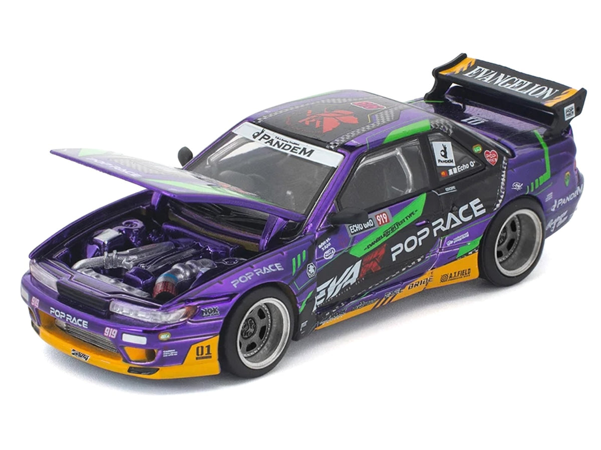 Pandem S13 RHD (Right Hand Drive) "EVA RT Test Type-01" Purple Metallic with Graphics 1/64 Diecast Model Car