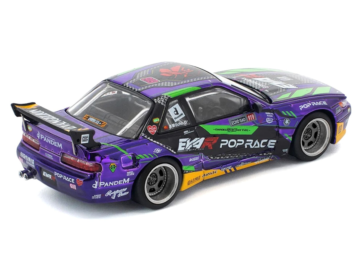 Pandem S13 RHD (Right Hand Drive) "EVA RT Test Type-01" Purple Metallic with Graphics 1/64 Diecast Model Car