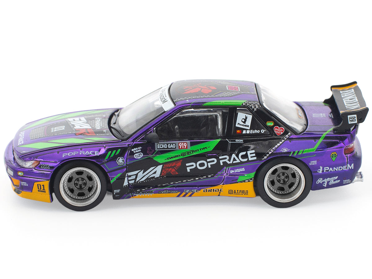 Pandem S13 RHD (Right Hand Drive) "EVA RT Test Type-01" Purple Metallic with Graphics 1/64 Diecast Model Car