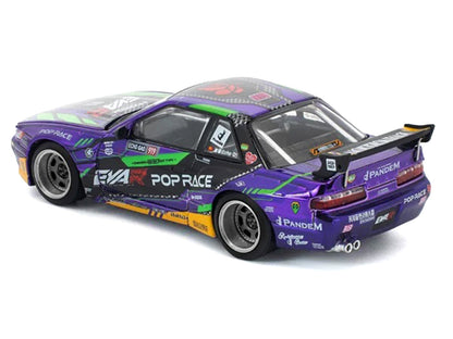 Pandem S13 RHD (Right Hand Drive) "EVA RT Test Type-01" Purple Metallic with Graphics 1/64 Diecast Model Car