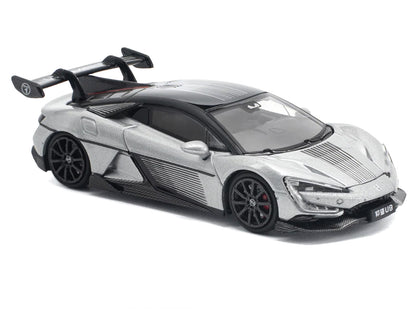 Yangwang U9 Silver Metallic with Black Top and Stripes 1/64 Diecast Model Car