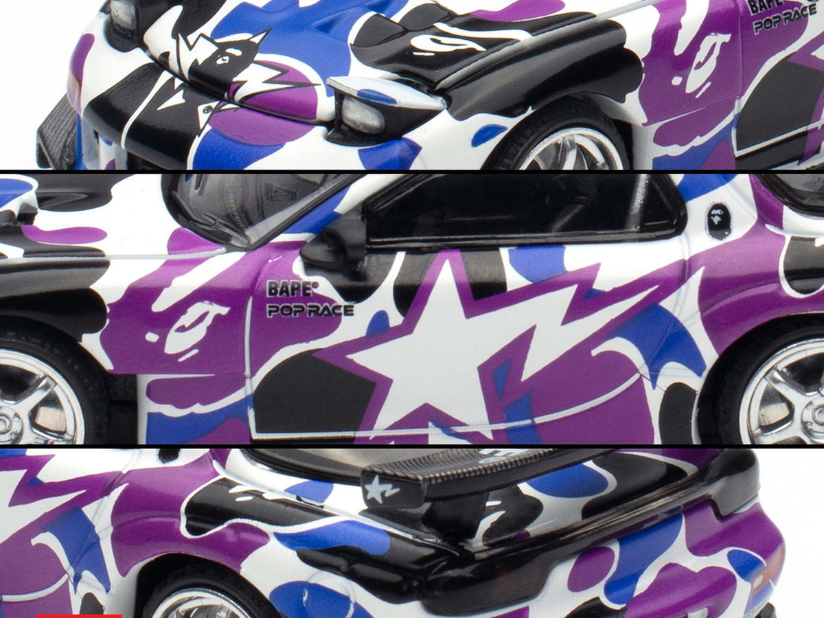 Mazda RX-7 (FD3S) RHD (Right Hand Drive) "BAPE (A Bathing Ape)" Purple Camouflage 1/64 Diecast Model Car