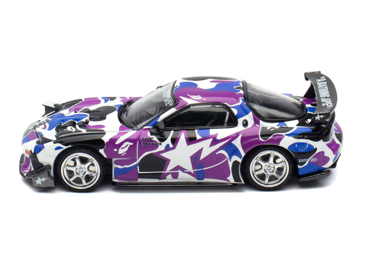 Mazda RX-7 (FD3S) RHD (Right Hand Drive) "BAPE (A Bathing Ape)" Purple Camouflage 1/64 Diecast Model Car