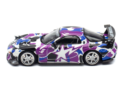 Mazda RX-7 (FD3S) RHD (Right Hand Drive) "BAPE (A Bathing Ape)" Purple Camouflage 1/64 Diecast Model Car