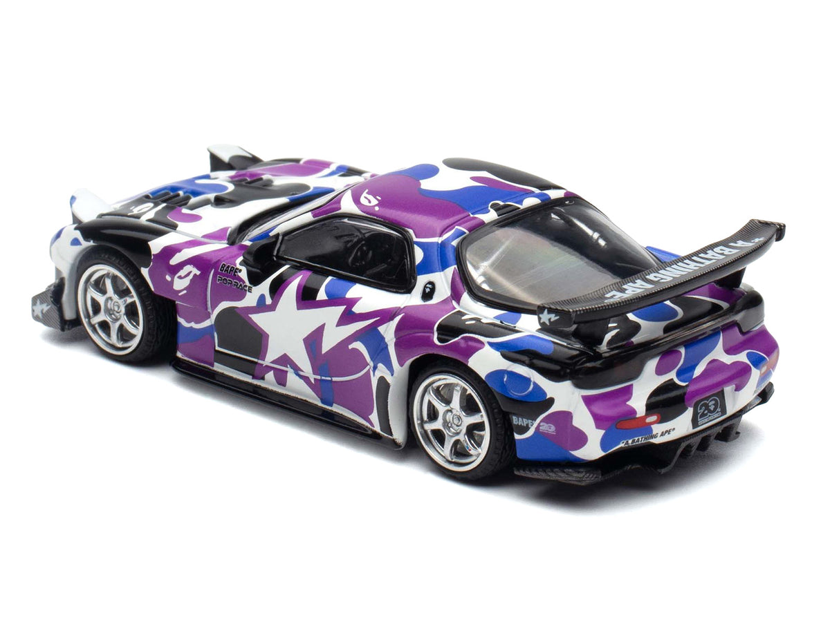 Mazda RX-7 (FD3S) RHD (Right Hand Drive) "BAPE (A Bathing Ape)" Purple Camouflage 1/64 Diecast Model Car