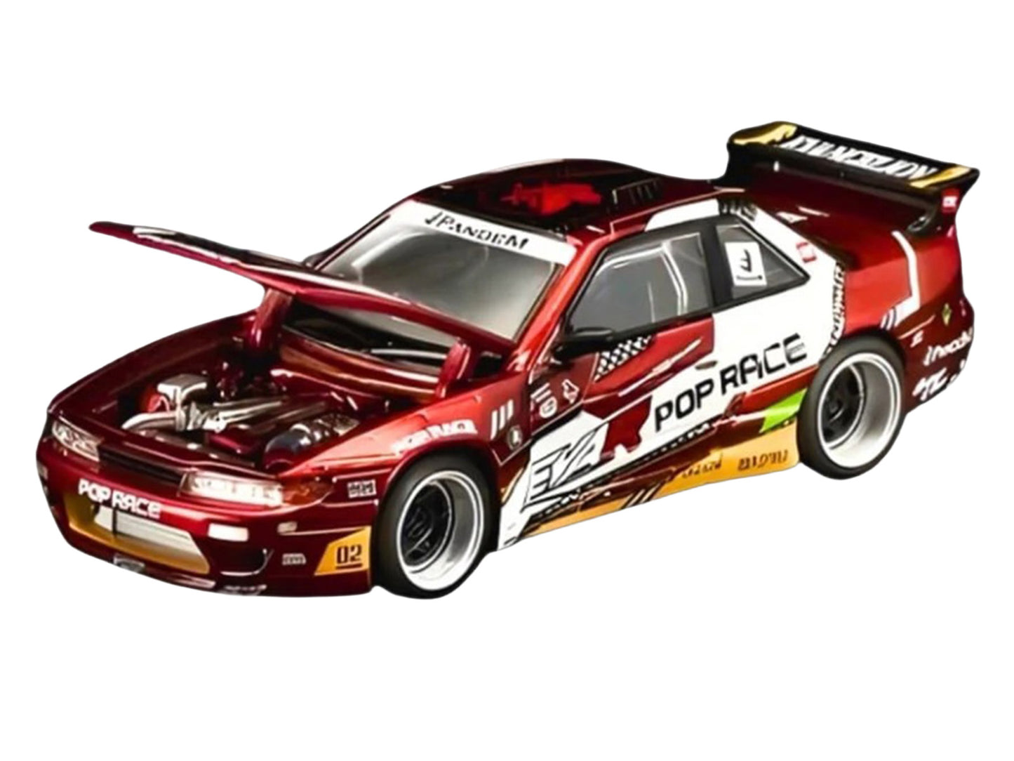 Pandem S13 RHD (Right Hand Drive) "EVA RT Production Model-02" Red Metallic with Graphics 1/64 Diecast Model Car
