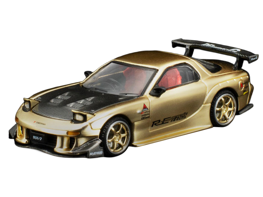 Mazda RX7 (FD3S) RE Amemiya RHD (Right Hand Drive) Gold Metallic with Carbon Hood "Thailand Diecast Expo 2026" 1/64 Diecast Model Car