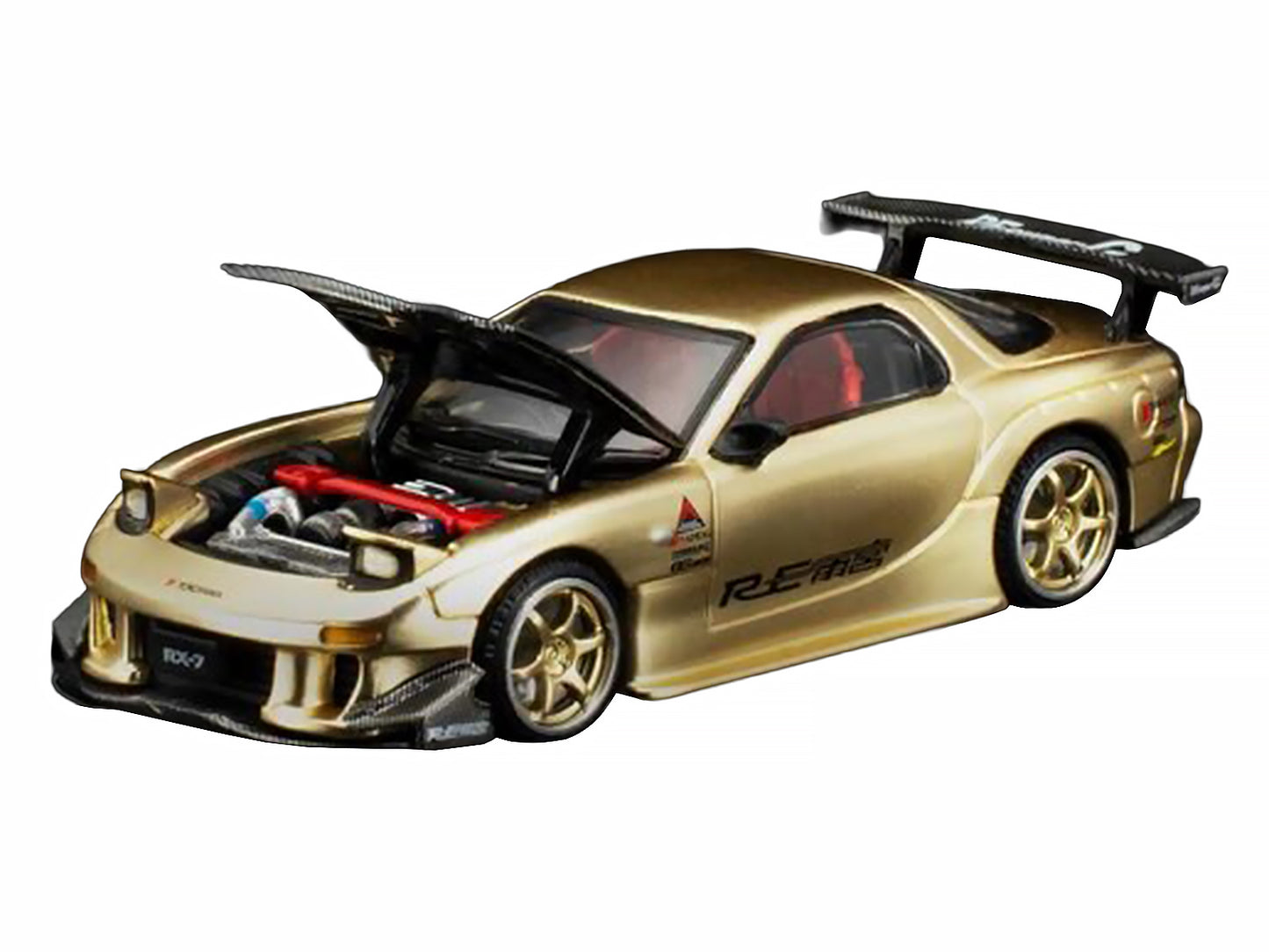Mazda RX7 (FD3S) RE Amemiya RHD (Right Hand Drive) Gold Metallic with Carbon Hood "Thailand Diecast Expo 2026" 1/64 Diecast Model Car
