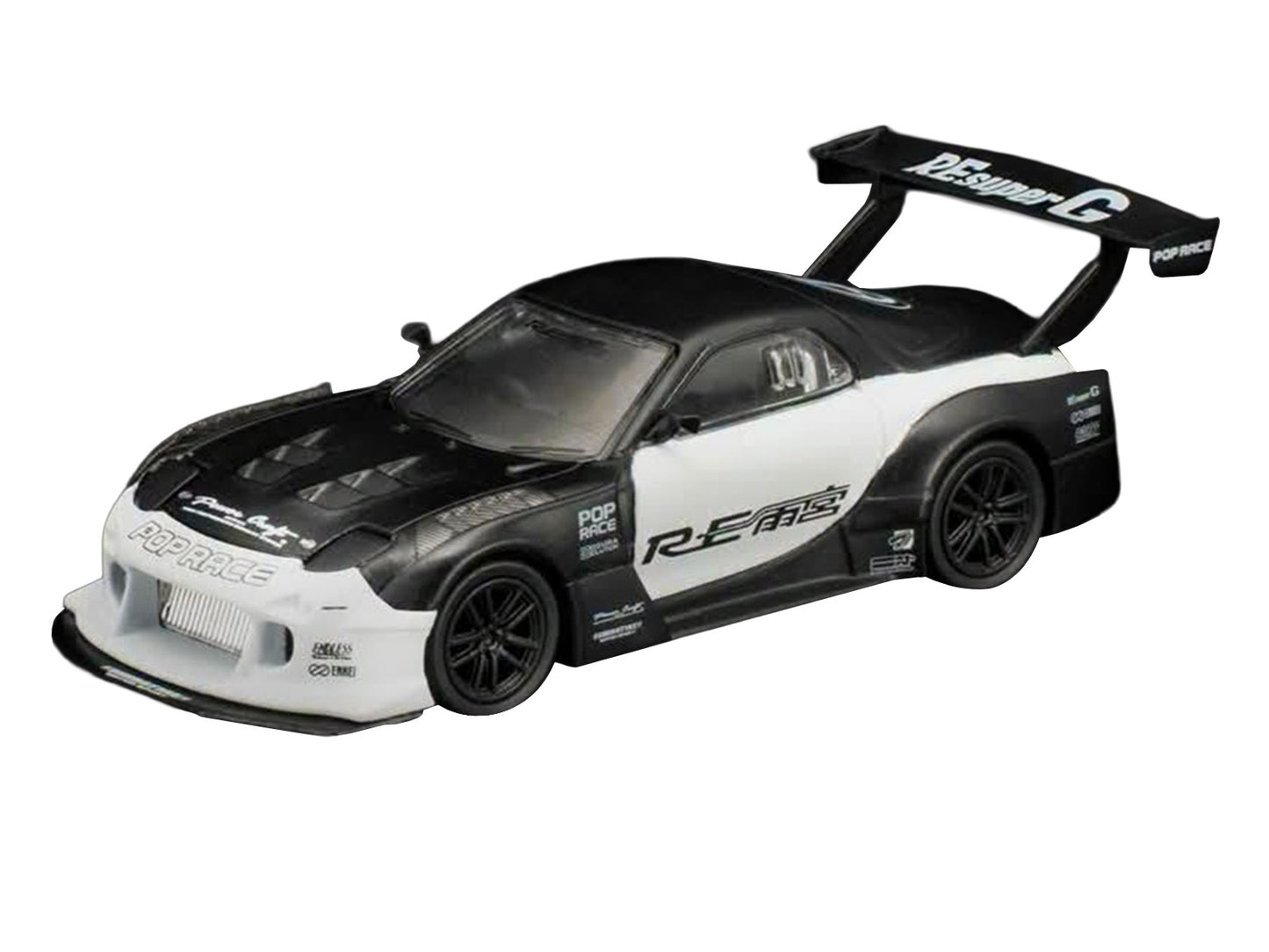 Mazda RX-7 "RE Super G Time Attack" RHD (Right Hand Drive) Black and White "The Model Car Show Malaysia 2026" 1/64 Diecast Model Car