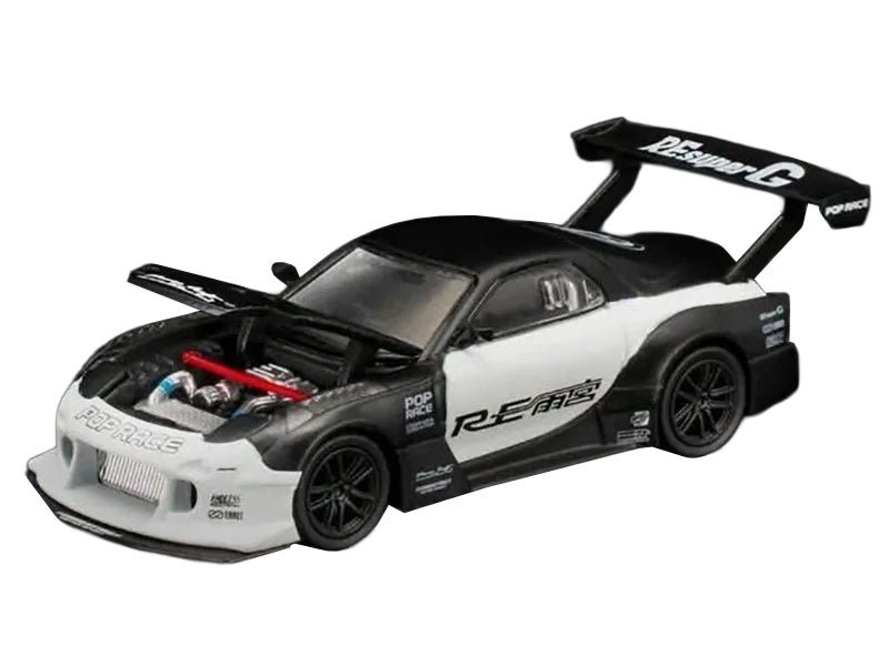 Mazda RX-7 "RE Super G Time Attack" RHD (Right Hand Drive) Black and White "The Model Car Show Malaysia 2026" 1/64 Diecast Model Car