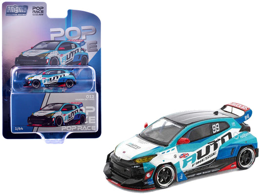 Pandem GR Yaris RHD (Right Hand Drive) #99 "Auto Finesse" Blue and White with Graphics "Enigma Exclusive Edition" 1/64 Diecast Model Car