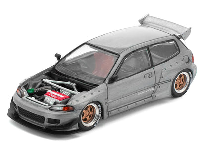 Pandem Civic EG6 RHD (Right Hand Drive) Raw Metal with No Hood 1/64 Diecast Model Car